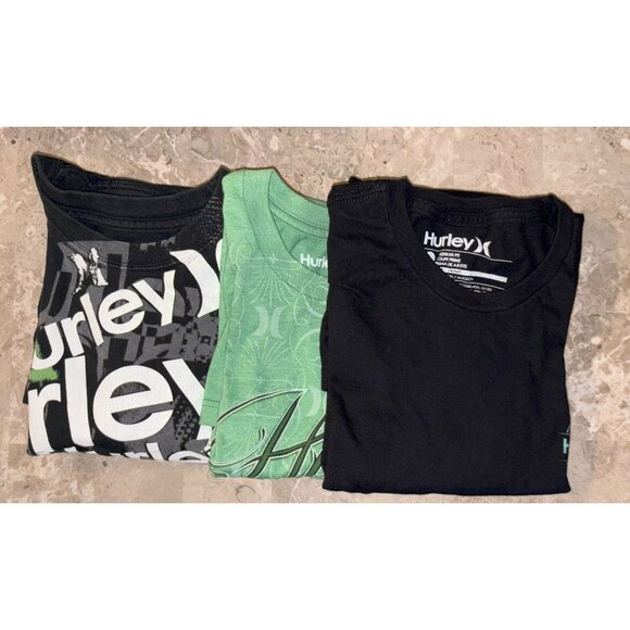 Hurley Mens Graphic T-Shirts Bundle Black & Green Large - Picture 1 of 13